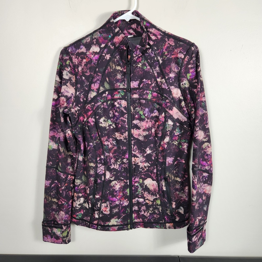 Lululemon Define Jacket Floral Kaleidoscope Purple Pink Full Zip Luon Size 10